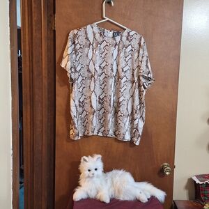 Worthington Snake Print Top - Brown and Cream